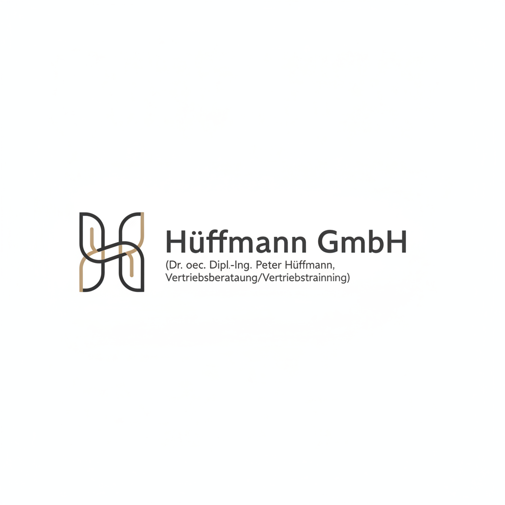 Logo Hüffmann GmbH — verwobenes H-Monogramm mit Messingband
